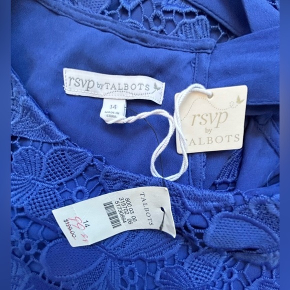 Nwt TALBOTS floral w/fringe blue top SZ 14 - Picture 5 of 10